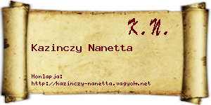 Kazinczy Nanetta névjegykártya